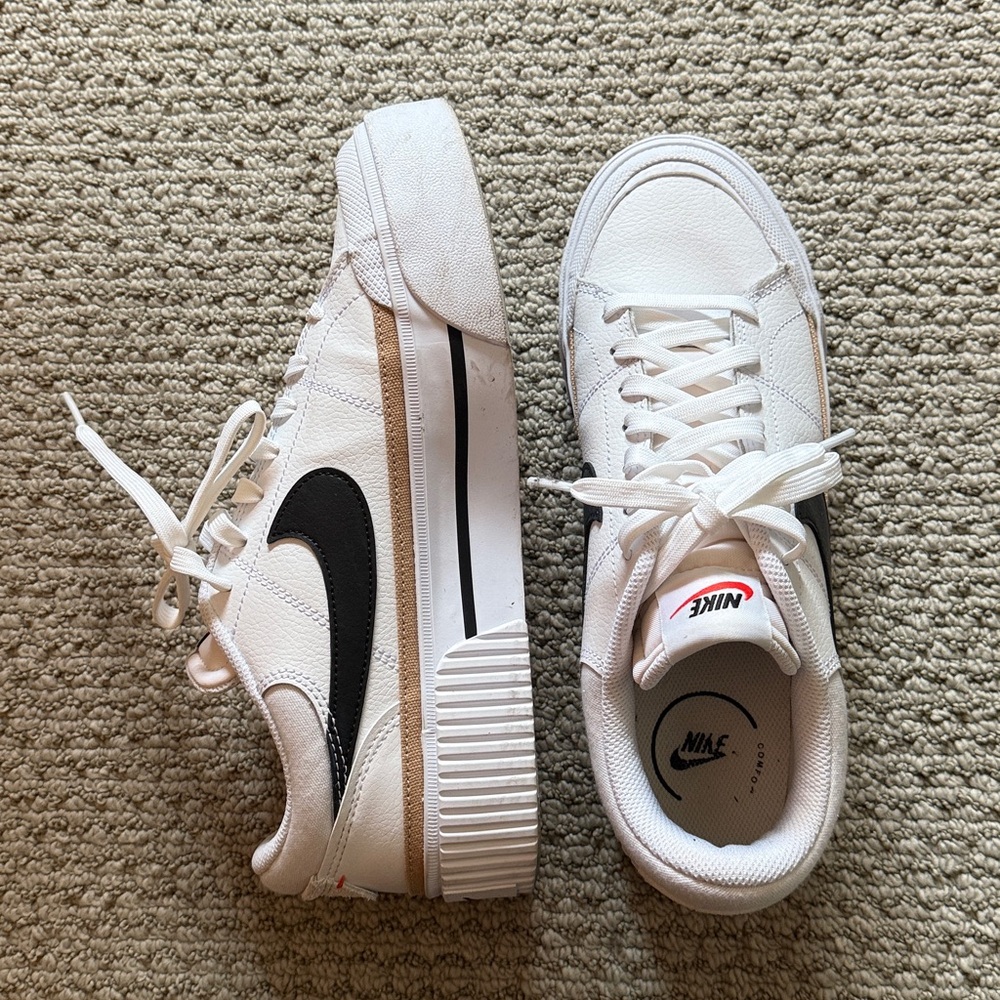 Nike White and Black Platform Sneakers